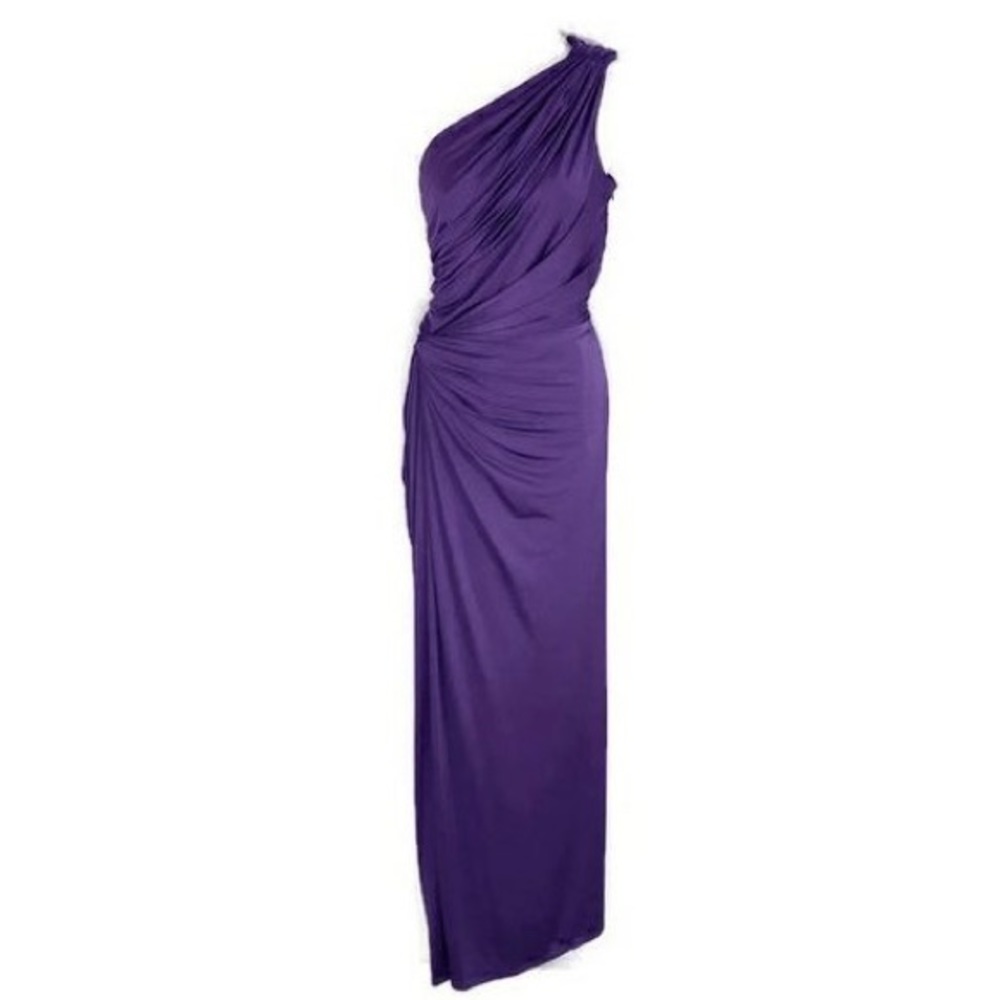 Tadashi Shoji Purple Jersey One Shoulder Gown